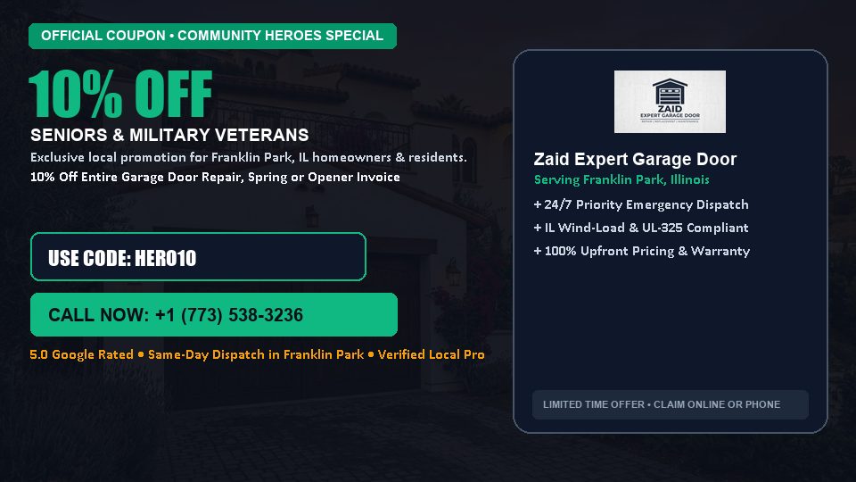 Zaid Expert Garage Door 10% OFF Seniors & Military Veterans in Franklin Park, IL